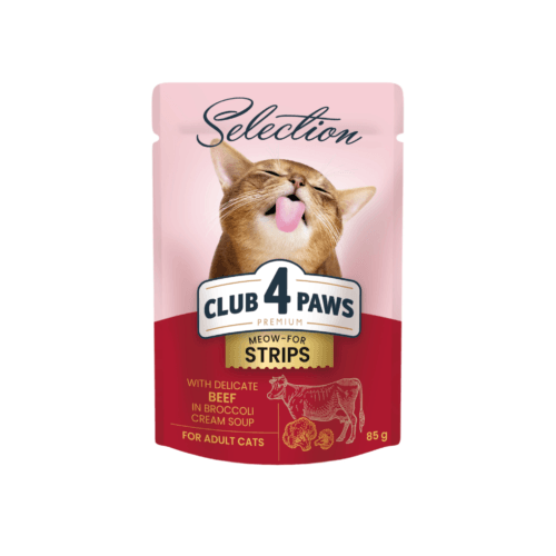 Club4paws Strips Beef in Cream Broccoli 100g (12/pack)